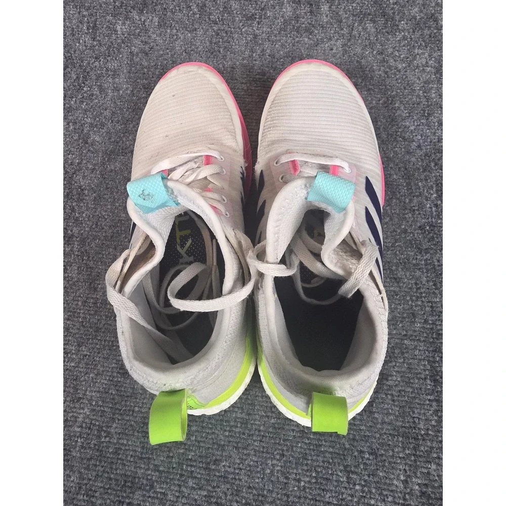 Adidas Crazyflight Mens 10 Volleyball Shoes White Neon‎ Gradient Boost Indoor